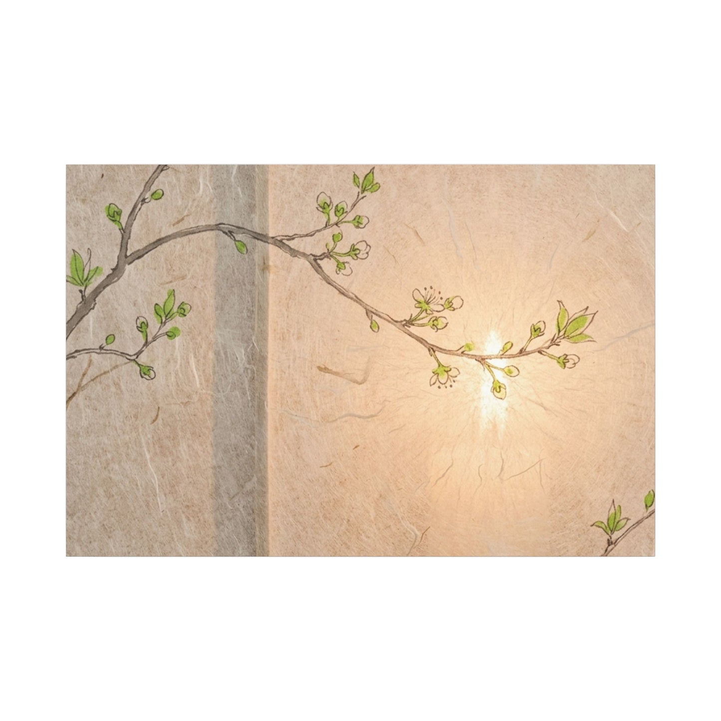 Warm Shoji Screen Canvas Art - Minimal Line Japandi