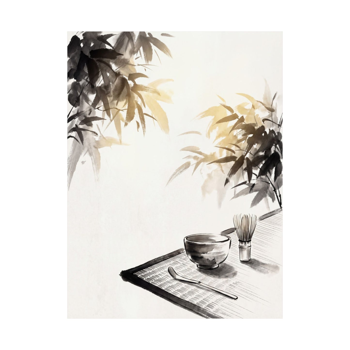 Tea Ceremony Wall Art Print | Summer Zen Sumi E Art