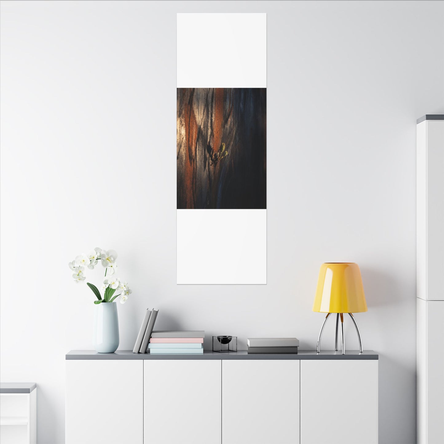 Rust Patina Charcoal Ink Canvas Art | Moody Dark Japandi Art