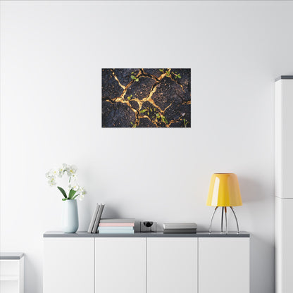 Spring Cracked Earth Crackle Gold Canvas Art | Healing Decor
