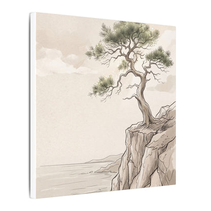 Japandi Pine Tree in Dappled | Minimal Line Canvas Art