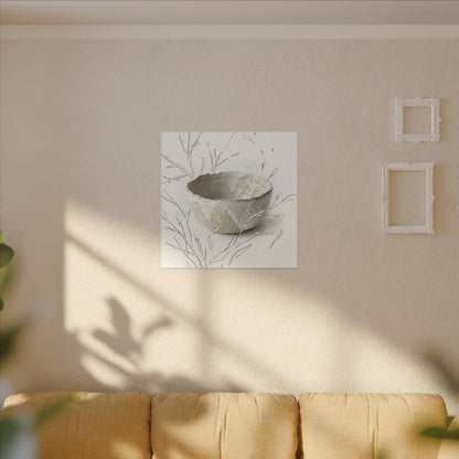 Neutral Ceramic Bowl Canvas Art - Minimal Line Japandi
