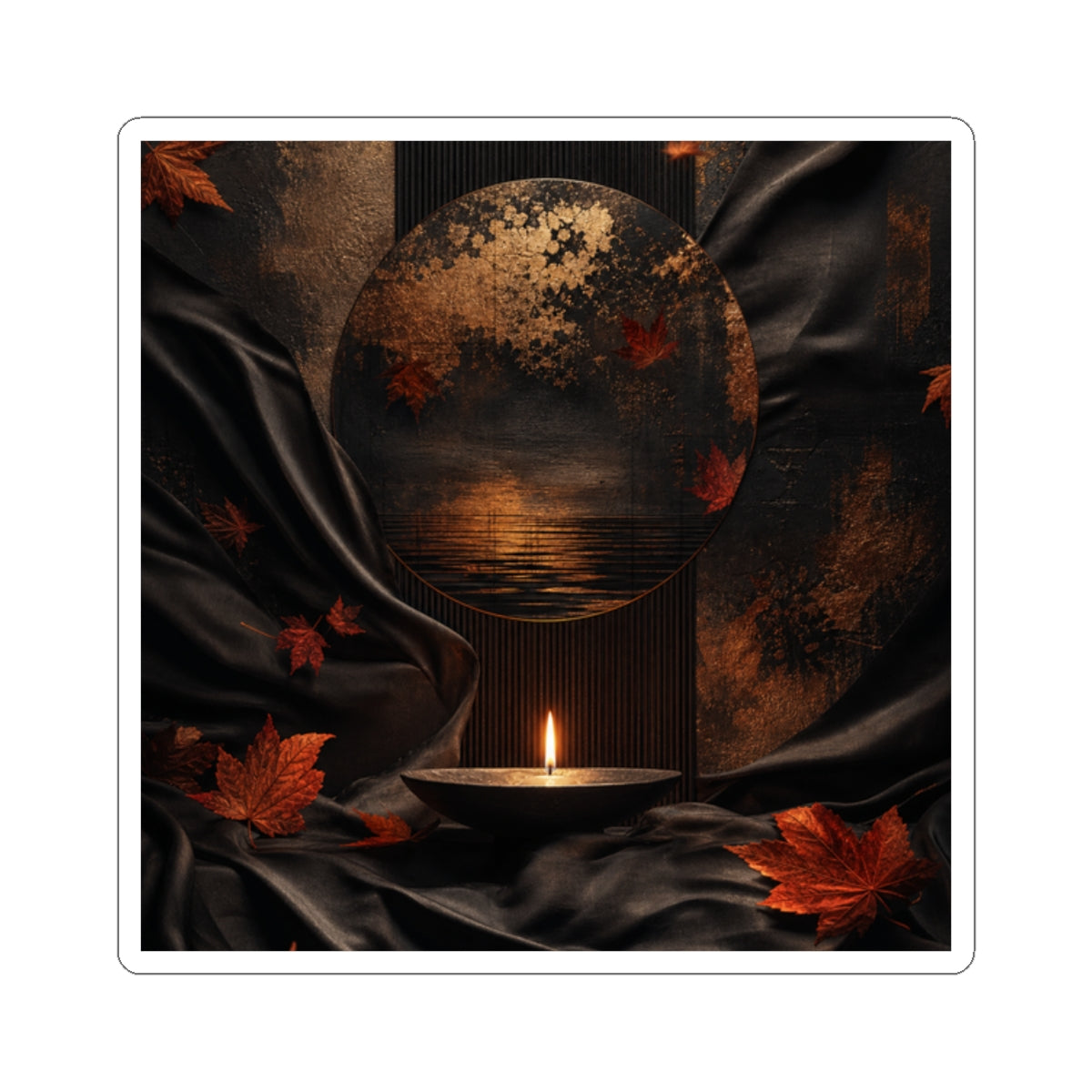 Candlelight Silk Drape Sticker - Dark Japandi Kanso