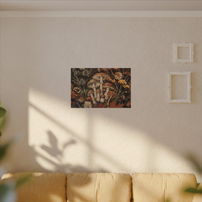 Autumn Dried Flowers Mushroom Illustration Canvas Art | Earthy Decor