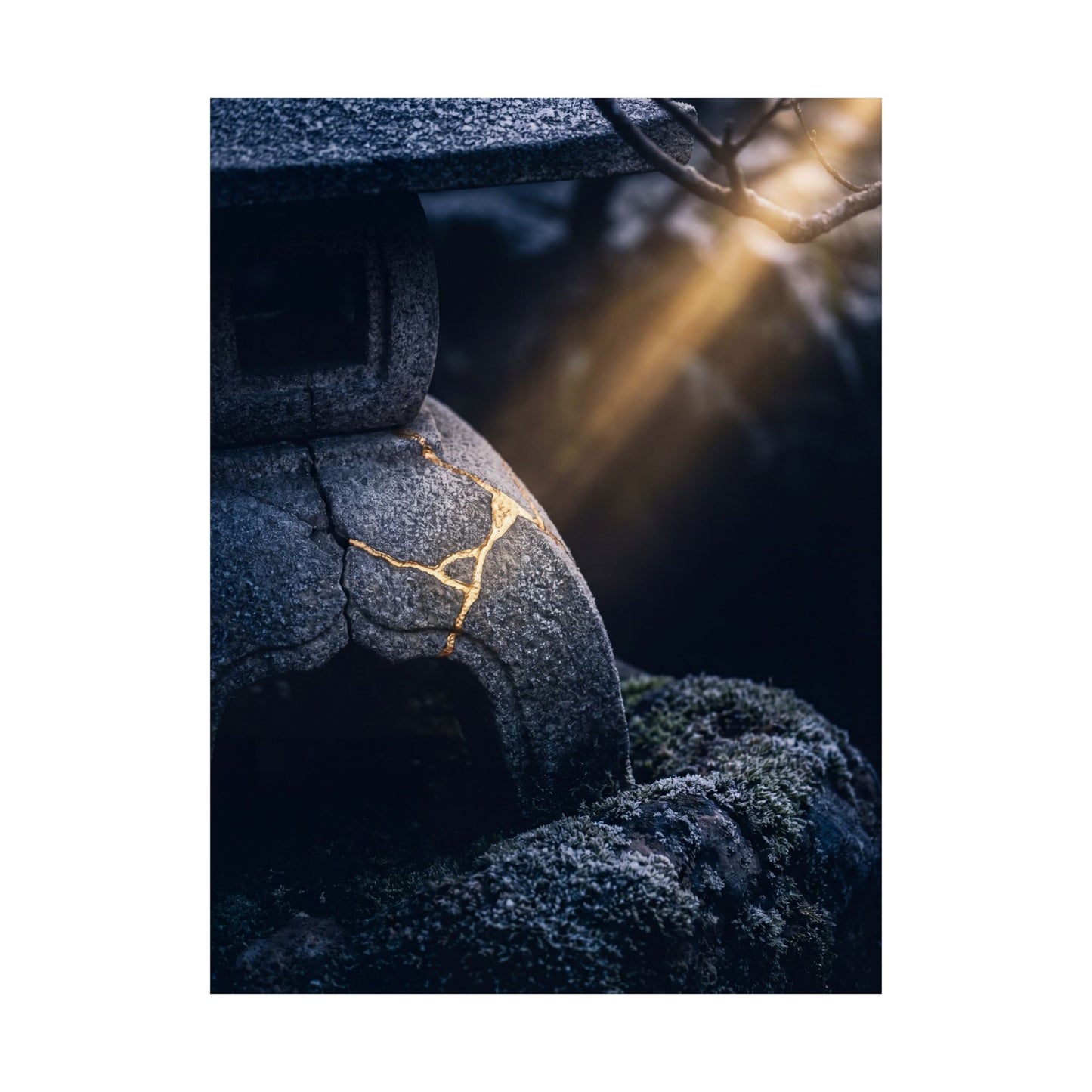 Moonlit Garden Winter Wall Art Print | Kintsugi Artful Design