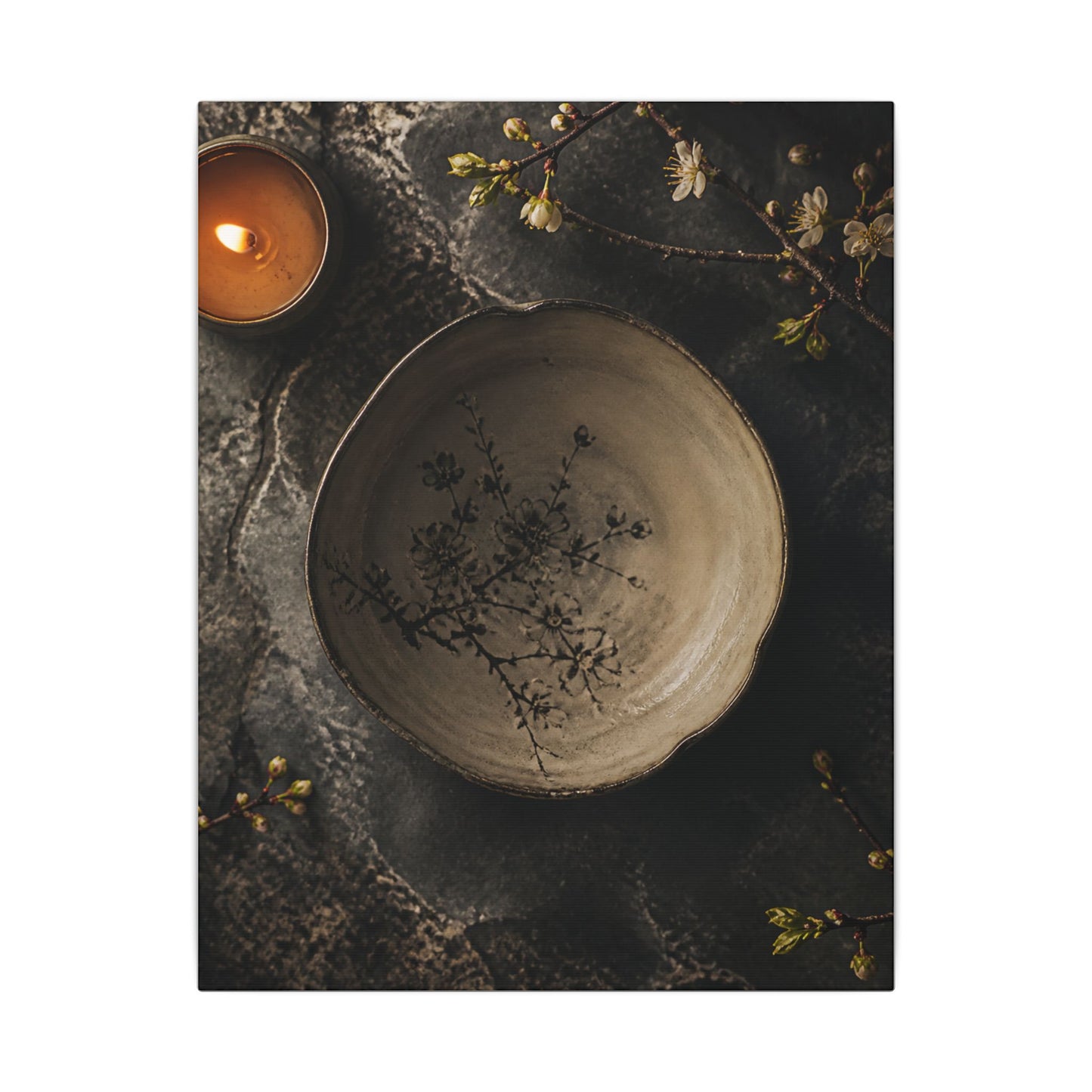 Ceramic Bowl Spring Canvas Art | Japandi Earthy Design