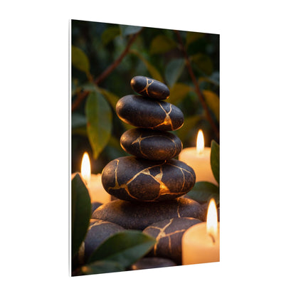 Summer River Stones Gold Vein Canvas Art | Philosophical Decor