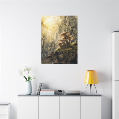 Wild Mushrooms Canvas Art | Spring Japandi Watercolor Art
