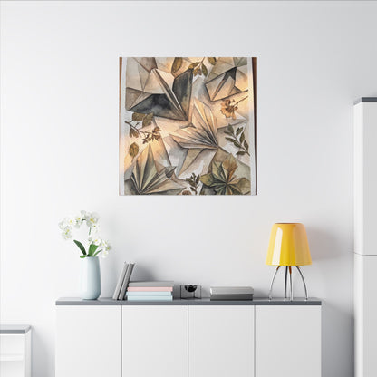 Golden Hour Paper Fold Canvas Art - Japandi Seijaku