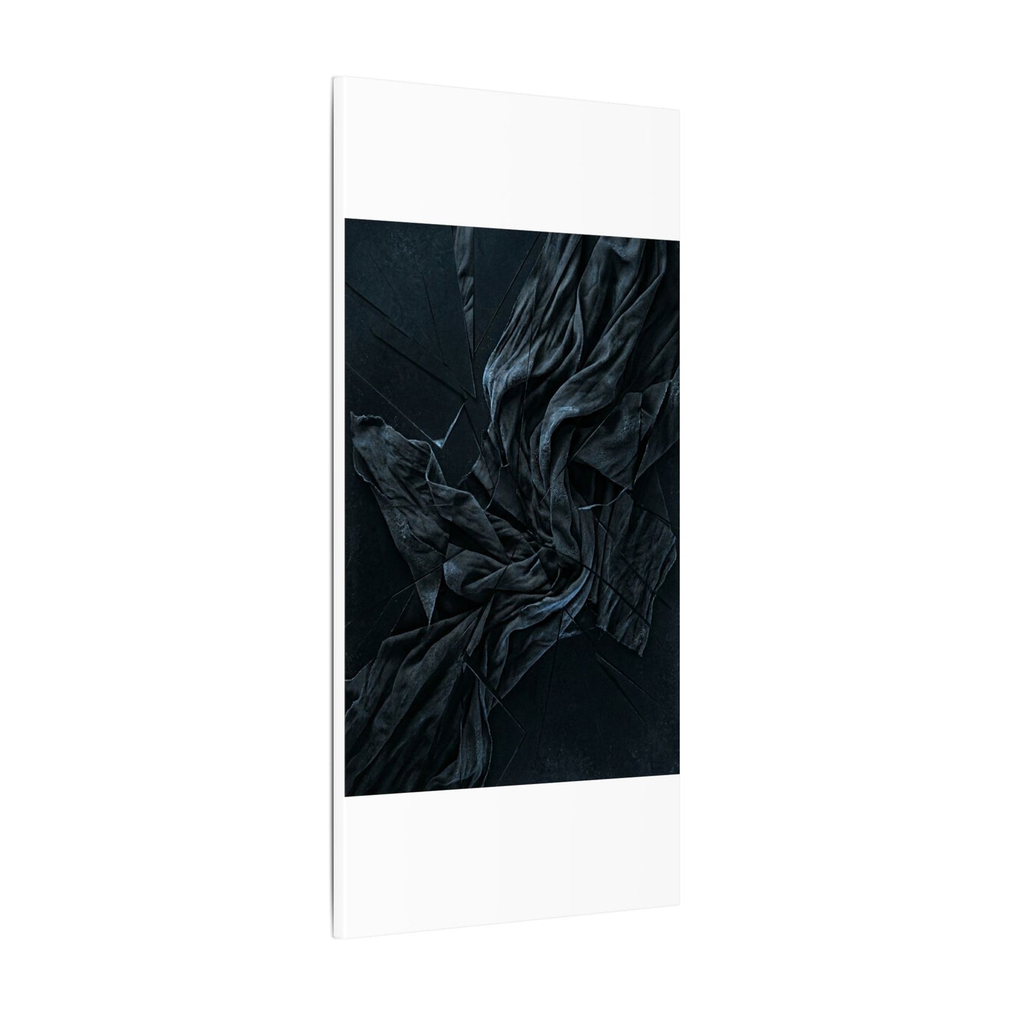 Dark Japandi Silk Drape in Moonlight | Moody Minimal Canvas Art