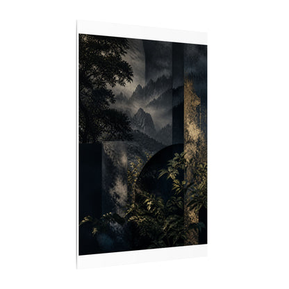 Mountain Mist Summer Canvas Art | Dark Japandi Atmospheric Design