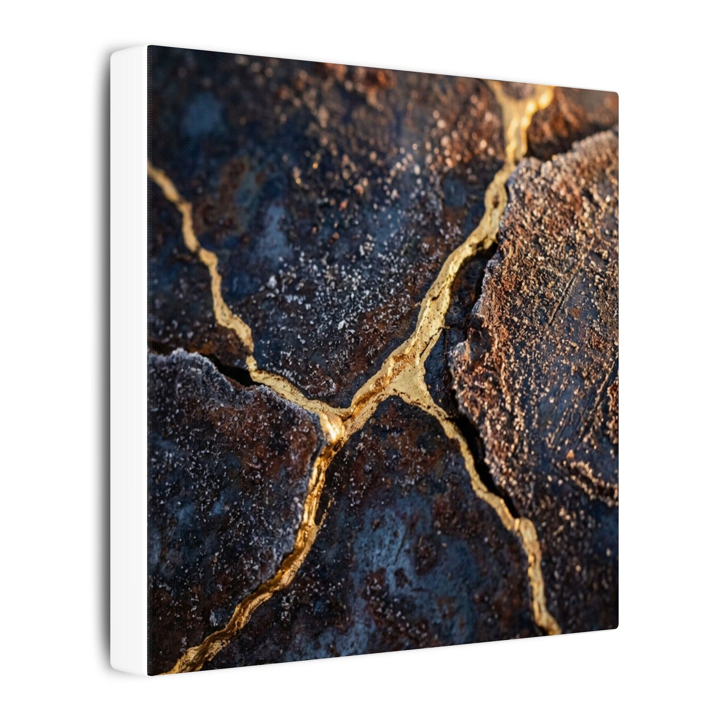 Winter Rust Patina Gold Vein Canvas Art | Resilient Decor