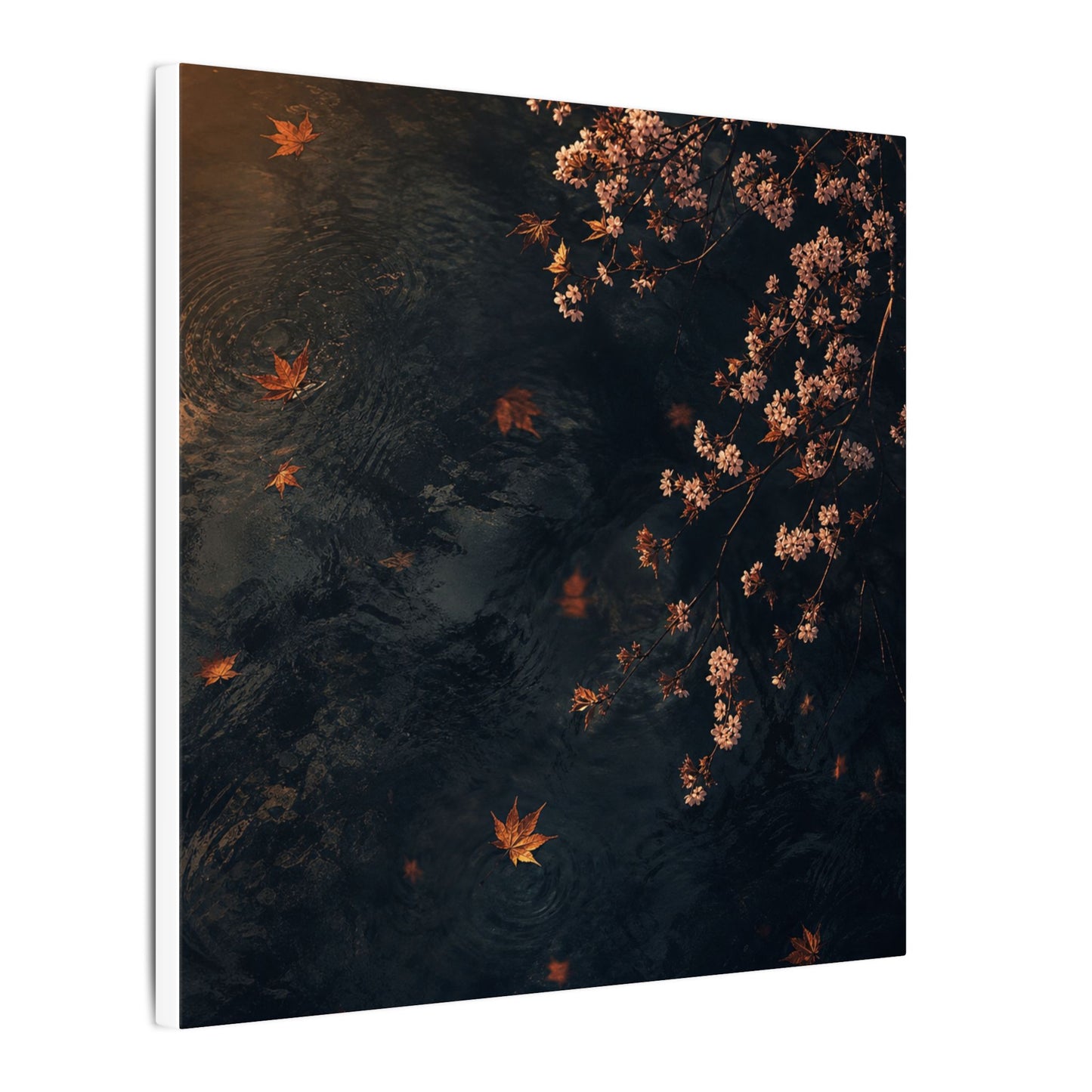 Golden Hour Cherry Blossom Canvas Art - Dark Japandi Kanso