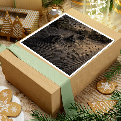 Kanso Rock Garden Sticker - Dark Japandi Charcoal Ink