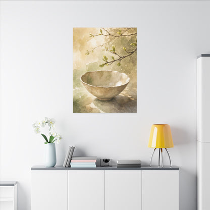 Warm Ceramic Bowl Canvas Art - Watercolor Japandi