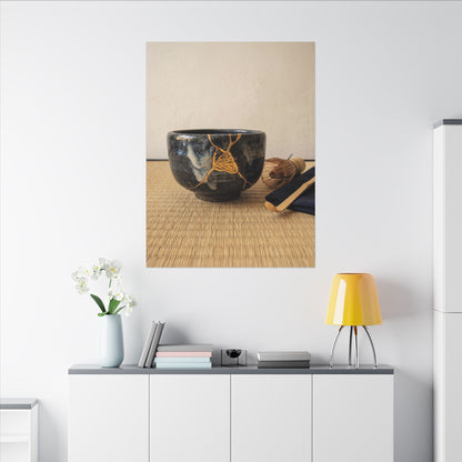 Kanso Tea Ceremony Canvas Art - Kintsugi Gold Vein