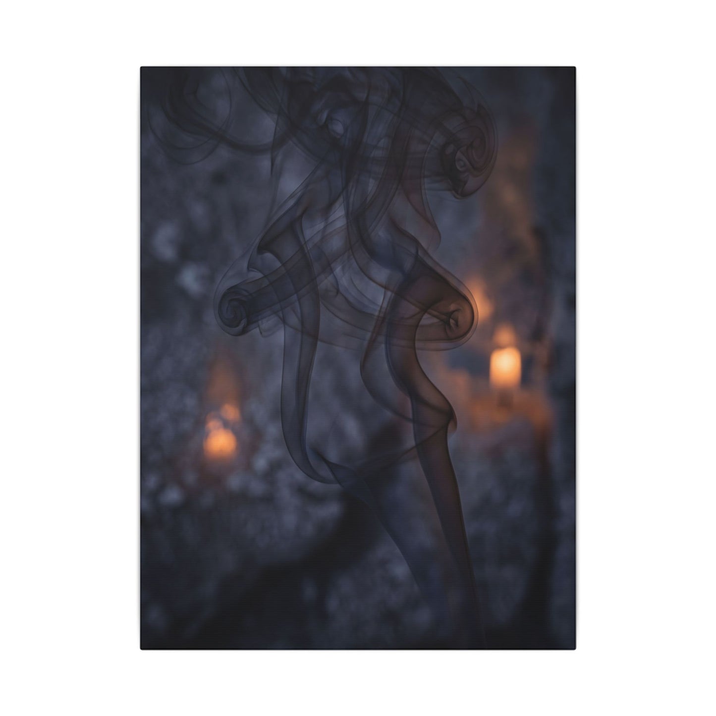 Incense Smoke Winter Canvas Art | Dark Japandi Sophisticated Design