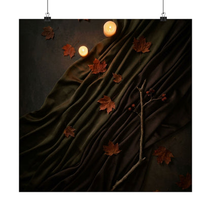 Candlelight Silk Drape Wall Art Print - Dark Japandi Datsuzoku