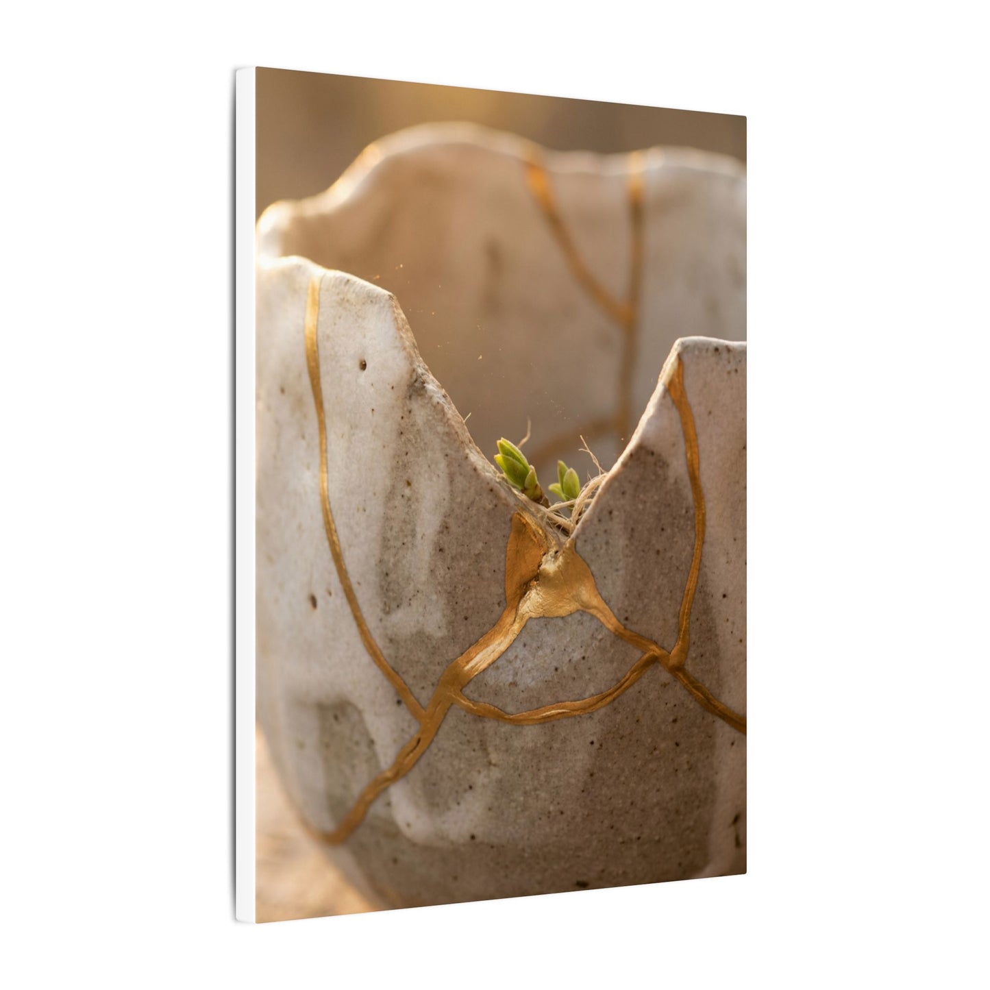 Golden Hour Broken Pottery Canvas Art - Japandi Kanso