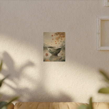 Autumn Ceramic Bowl Watercolor Canvas Art | Cozy Decor
