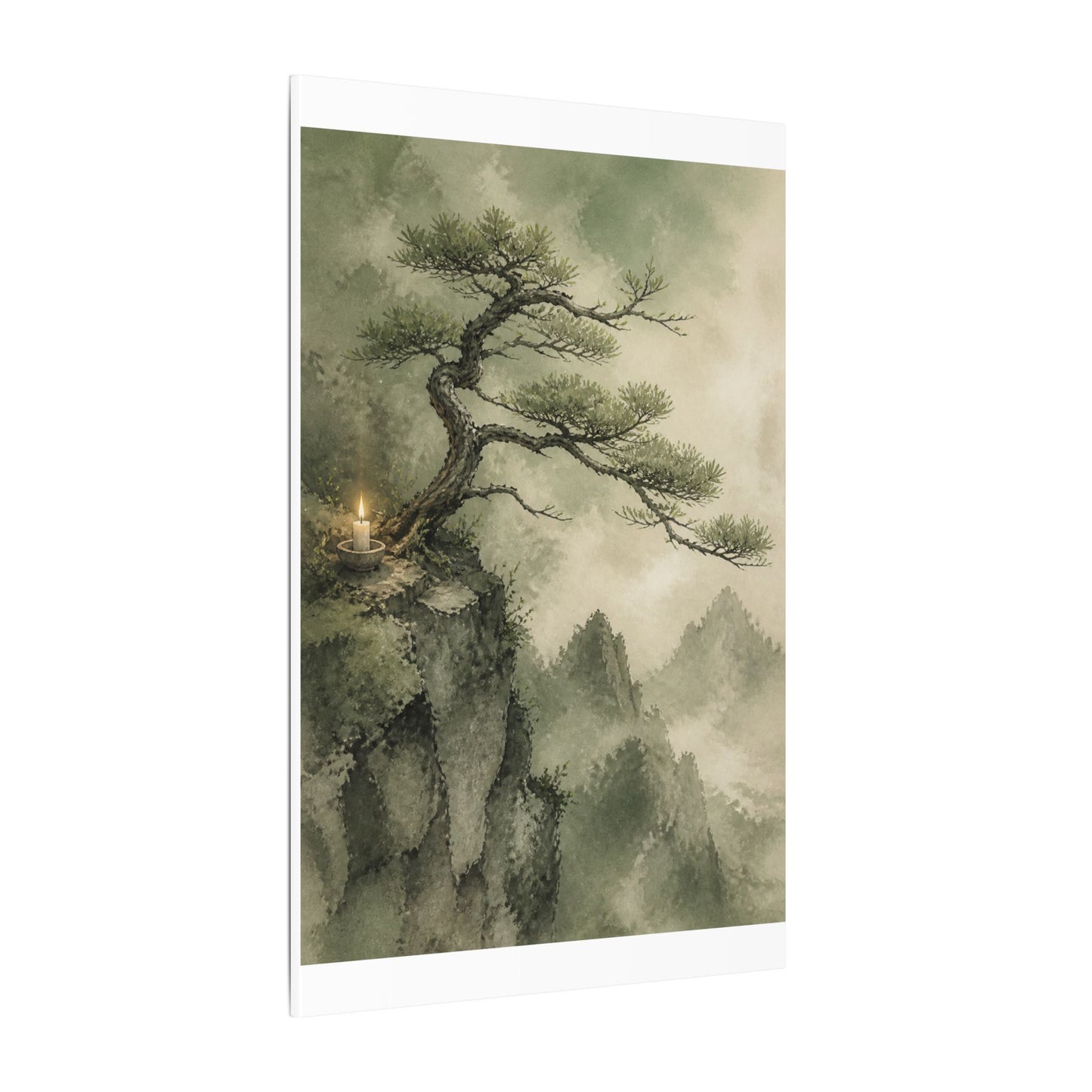 Candlelight Pine Tree Canvas Art - Japandi Kanso