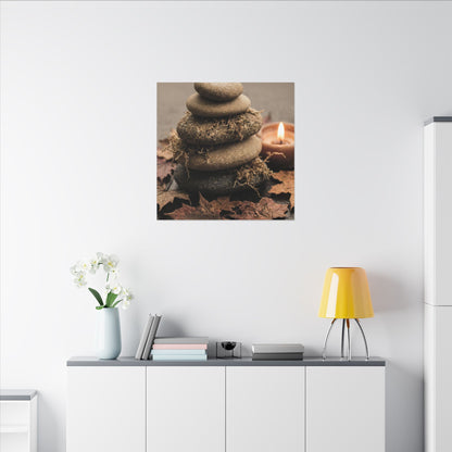River Stones Canvas Art | Autumn Japandi Texture Art