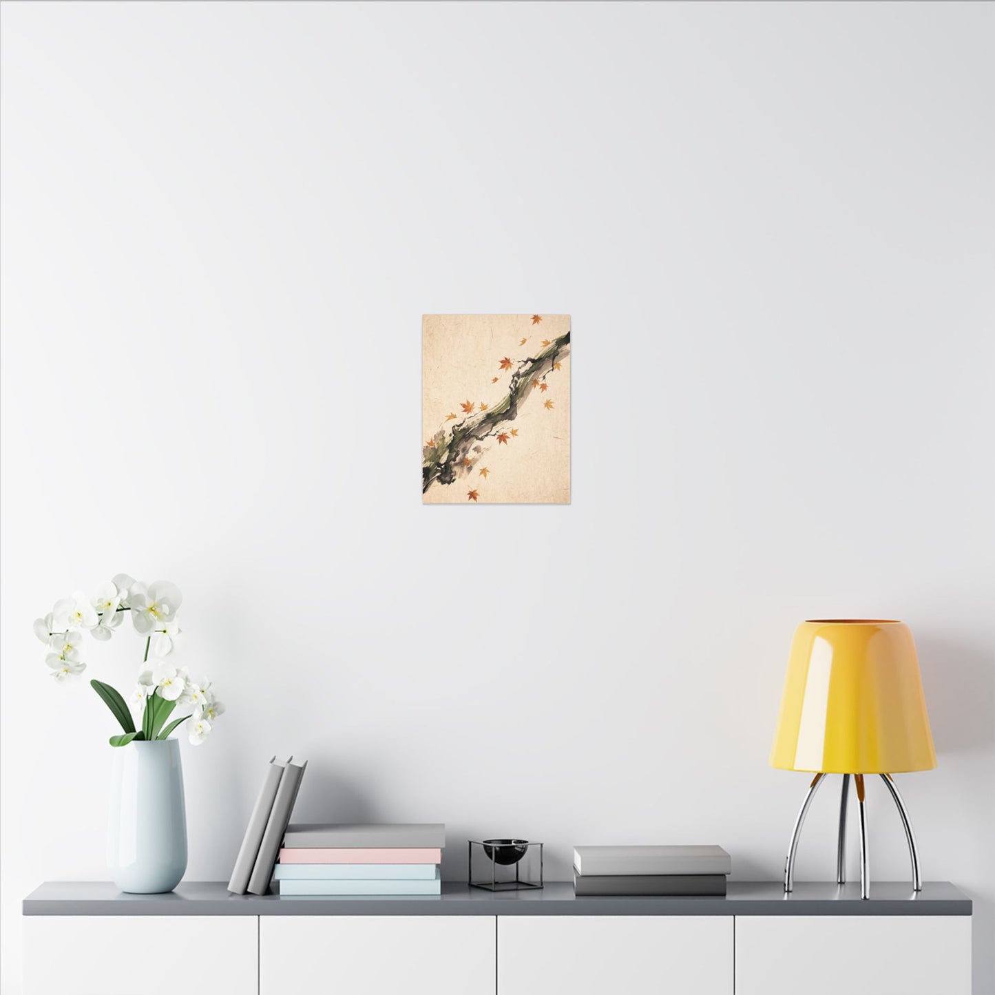 Ink Brushstroke Autumn Canvas Art | Zen Calm Design