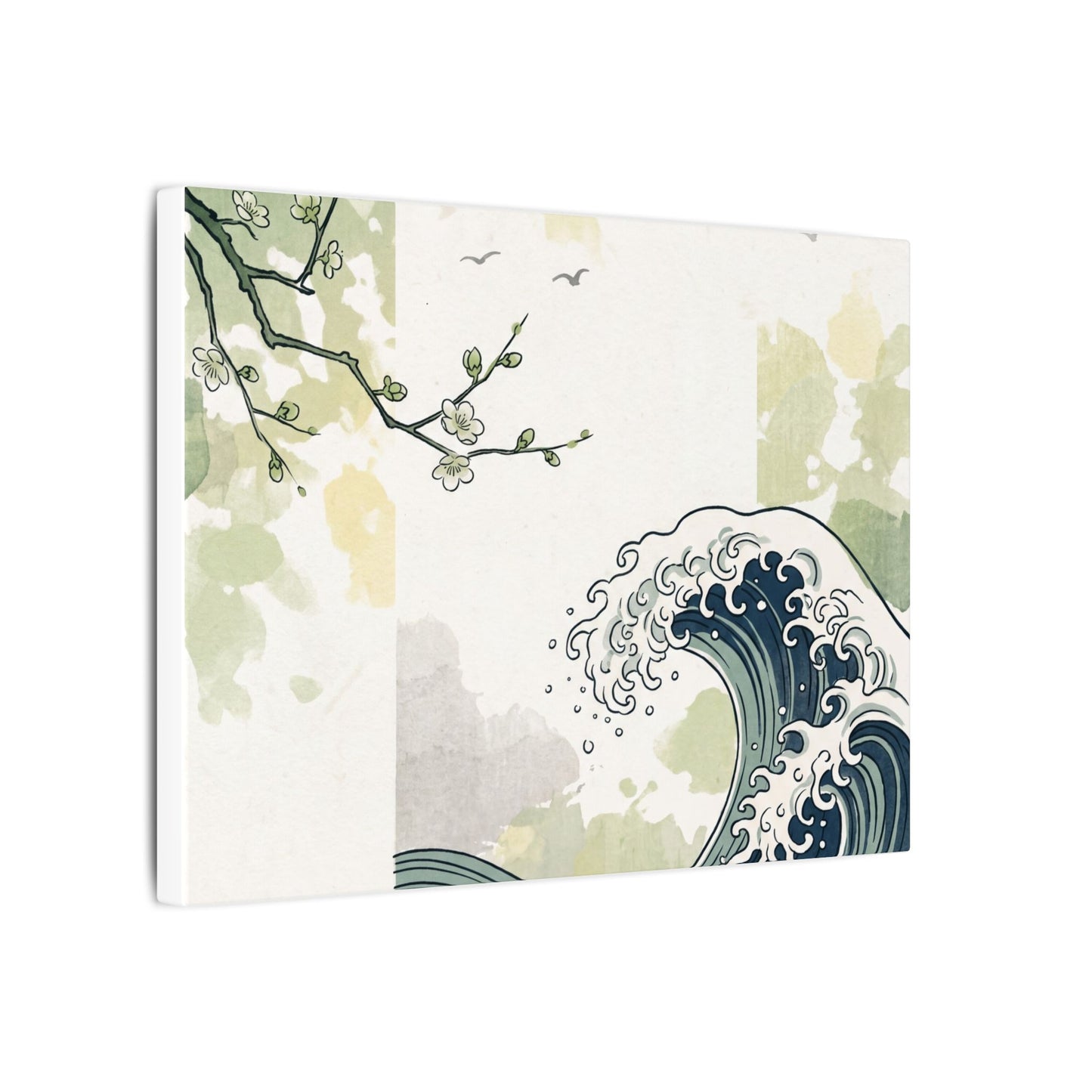 Spring Ocean Wave Ukiyo E Inspired Canvas Art | Serene Decor