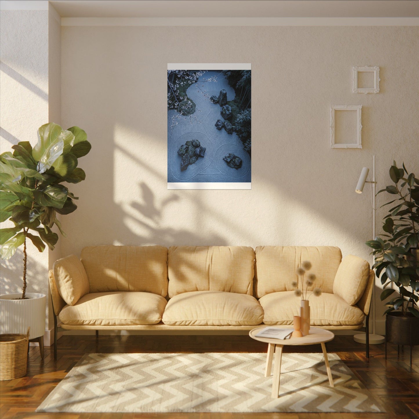 Earthy Silk Drape Canvas Art - Minimal Line Japandi