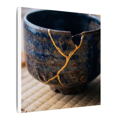 Tea Ceremony Autumn Canvas Art | Kintsugi Healing Design