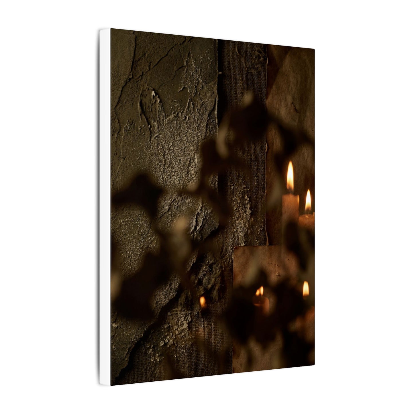 Shadow Play Dark Texture Canvas Art | Moody Dark Japandi Art