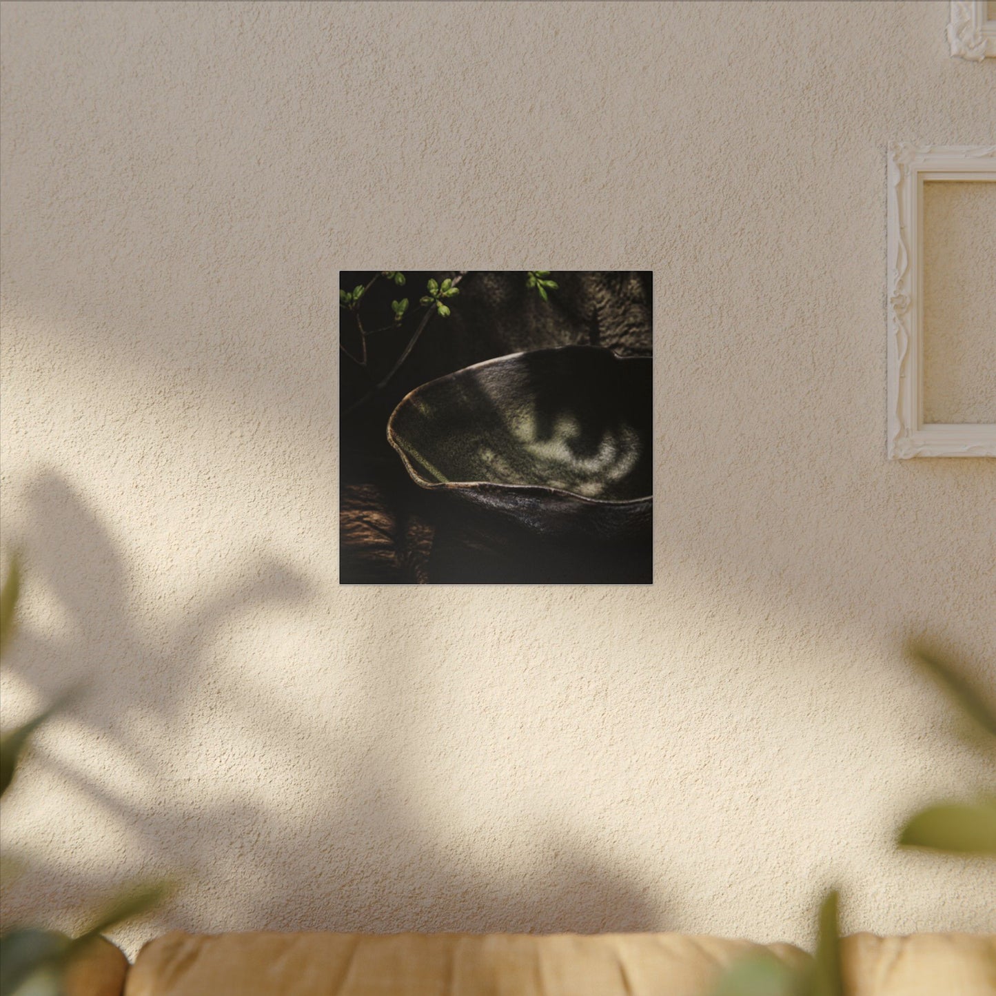 Sophisticated Ceramic Bowl Canvas Art - Dark Texture Dark Japandi