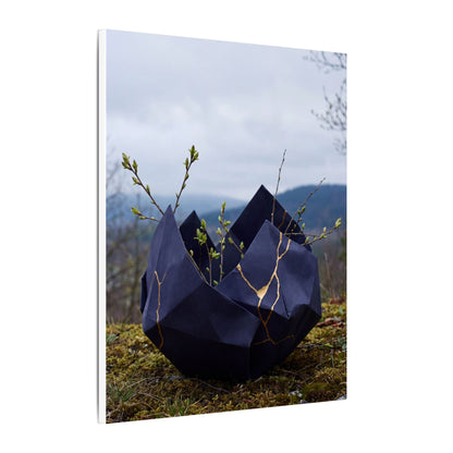 Paper Fold Canvas Art | Spring Kintsugi Gold Repair Art