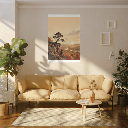 Pine Tree Autumn Canvas Art | Japandi Warm Design