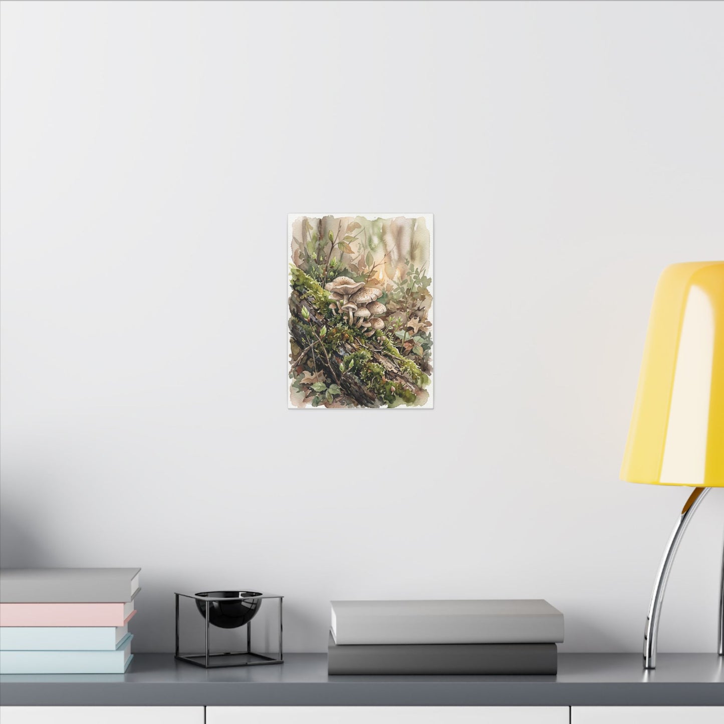 Wild Mushrooms Canvas Art | Spring Japandi Watercolor Art
