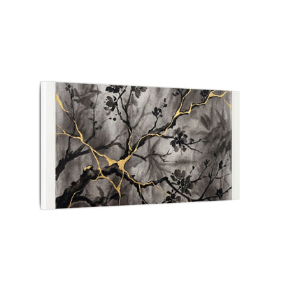 Kanso Cherry Blossom Canvas Art - Kintsugi Crackle Gold