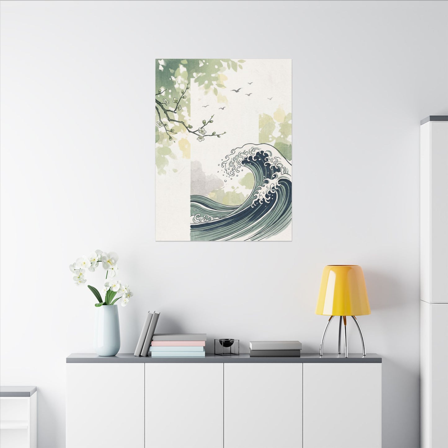 Spring Ocean Wave Ukiyo E Inspired Canvas Art | Serene Decor