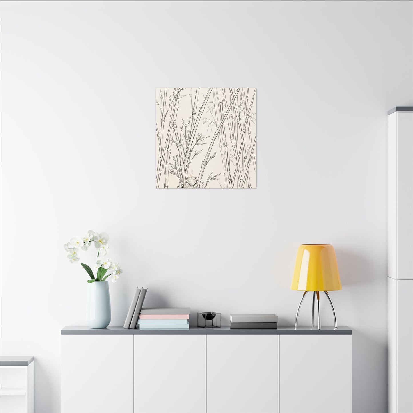 Candlelight Bamboo Grove Canvas Art - Japandi Fukinsei