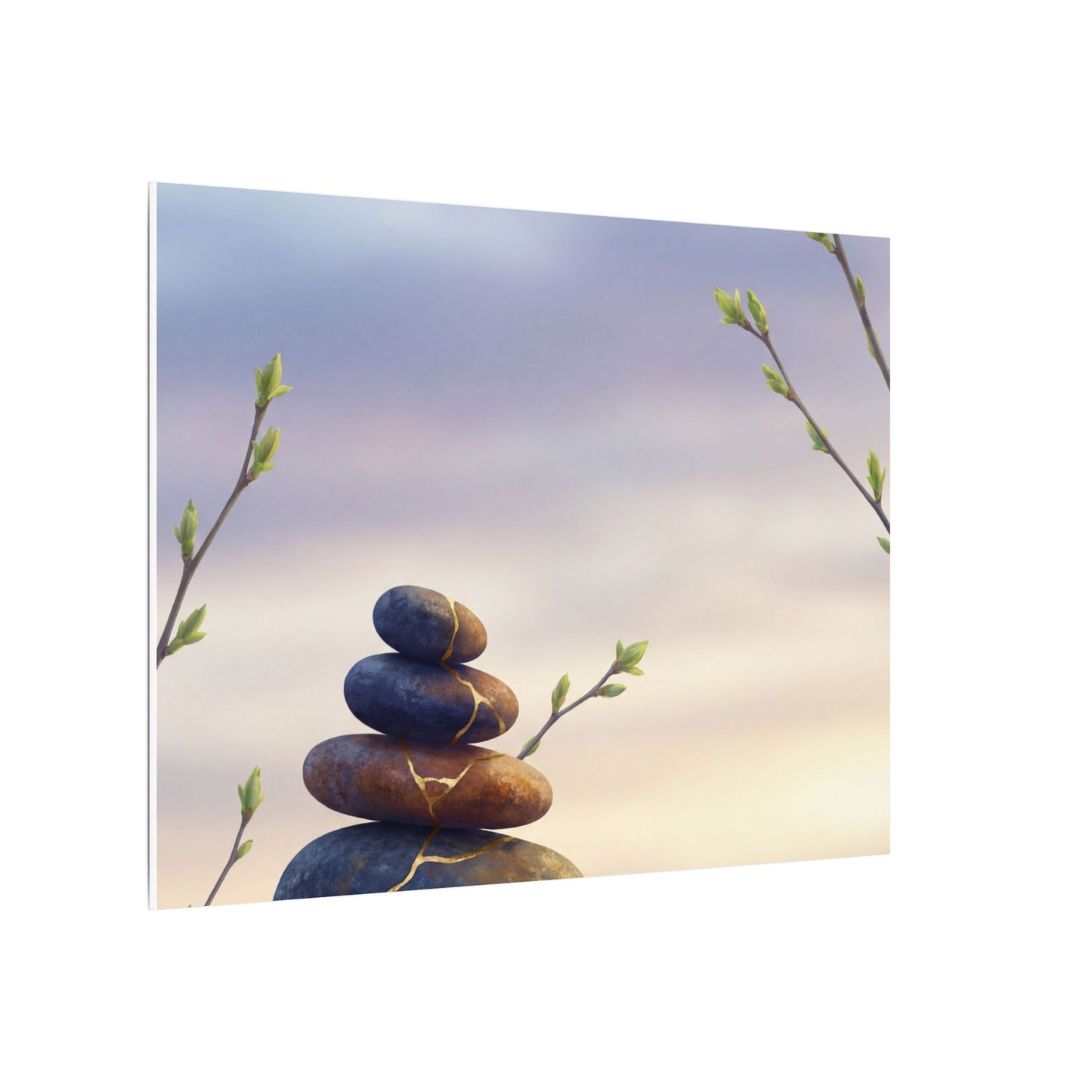 Spring River Stones Gold Vein Canvas Art | Philosophical Decor
