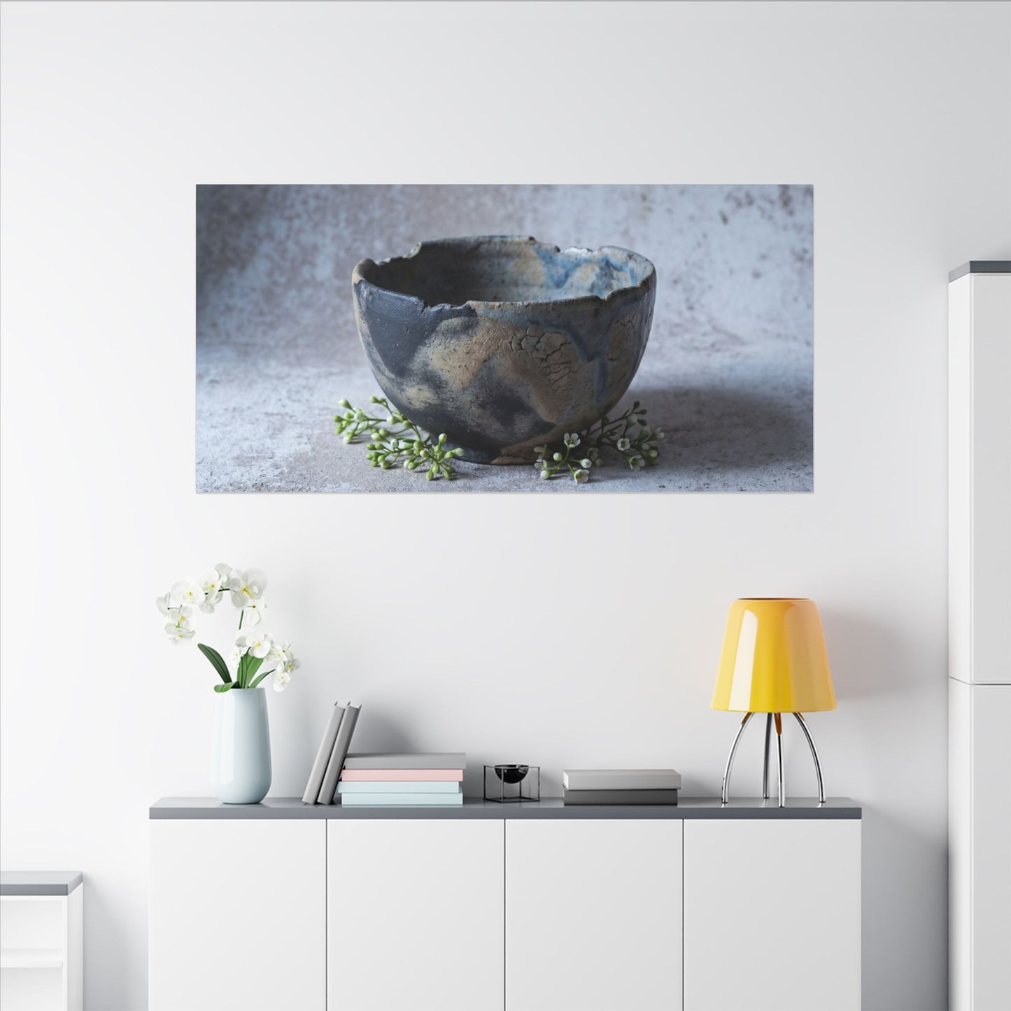 Ceramic Bowl Spring Canvas Art | Japandi Warm Design