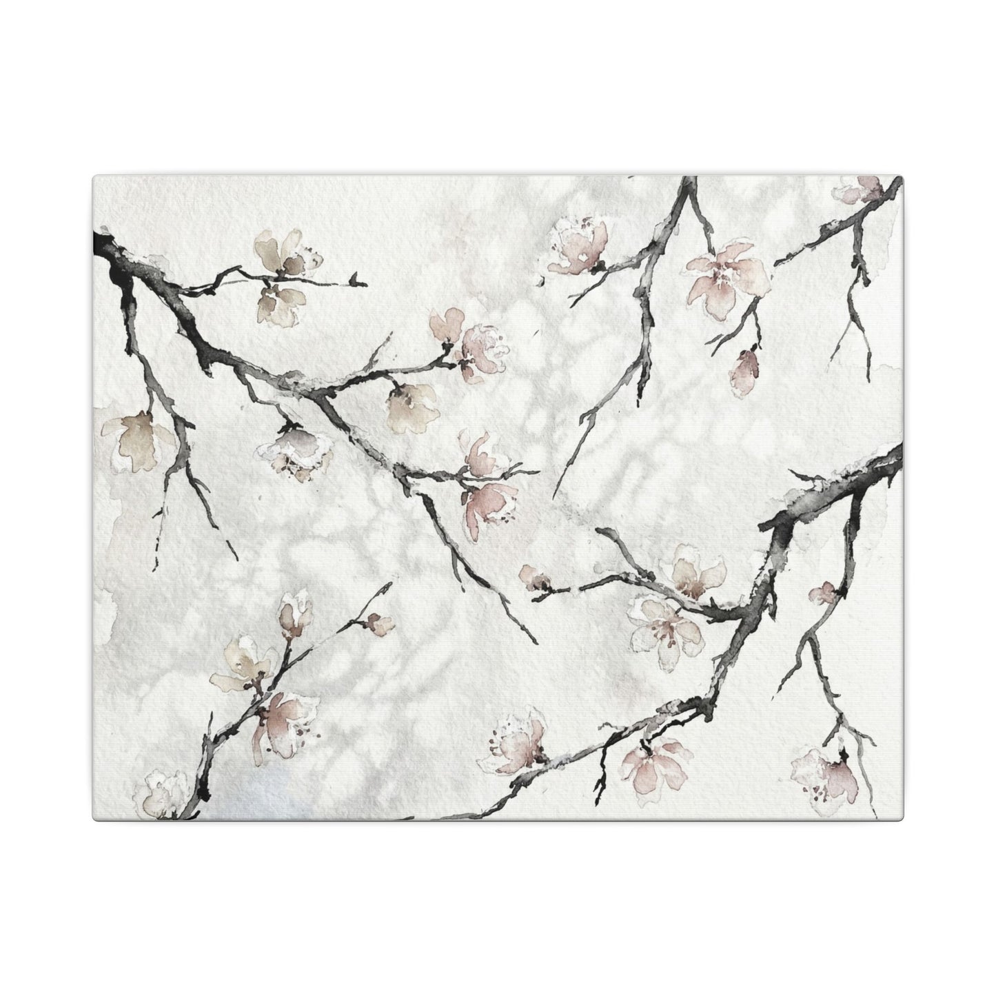 Cherry Blossom Canvas Art | Winter Japandi Watercolor Art