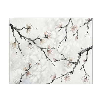 Cherry Blossom Canvas Art | Winter Japandi Watercolor Art
