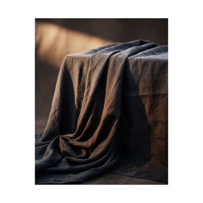 Dark Japandi Silk Drape in Golden Hour | Shadow Zen Wall Art Print