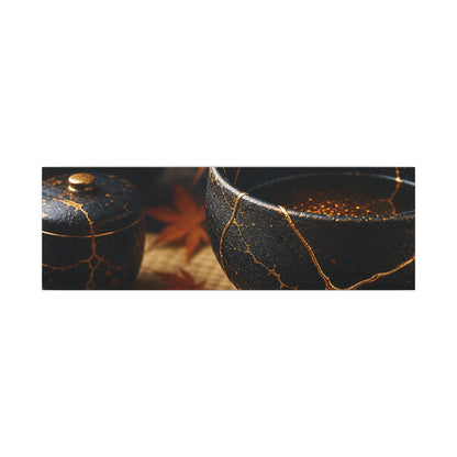 Seijaku Tea Ceremony Canvas Art - Kintsugi Gold Repair