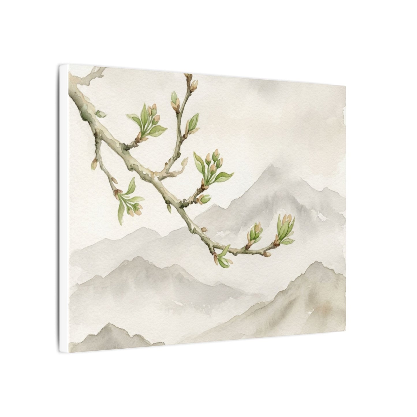 Spring Mountain Mist Watercolor Canvas Art | Cozy Decor