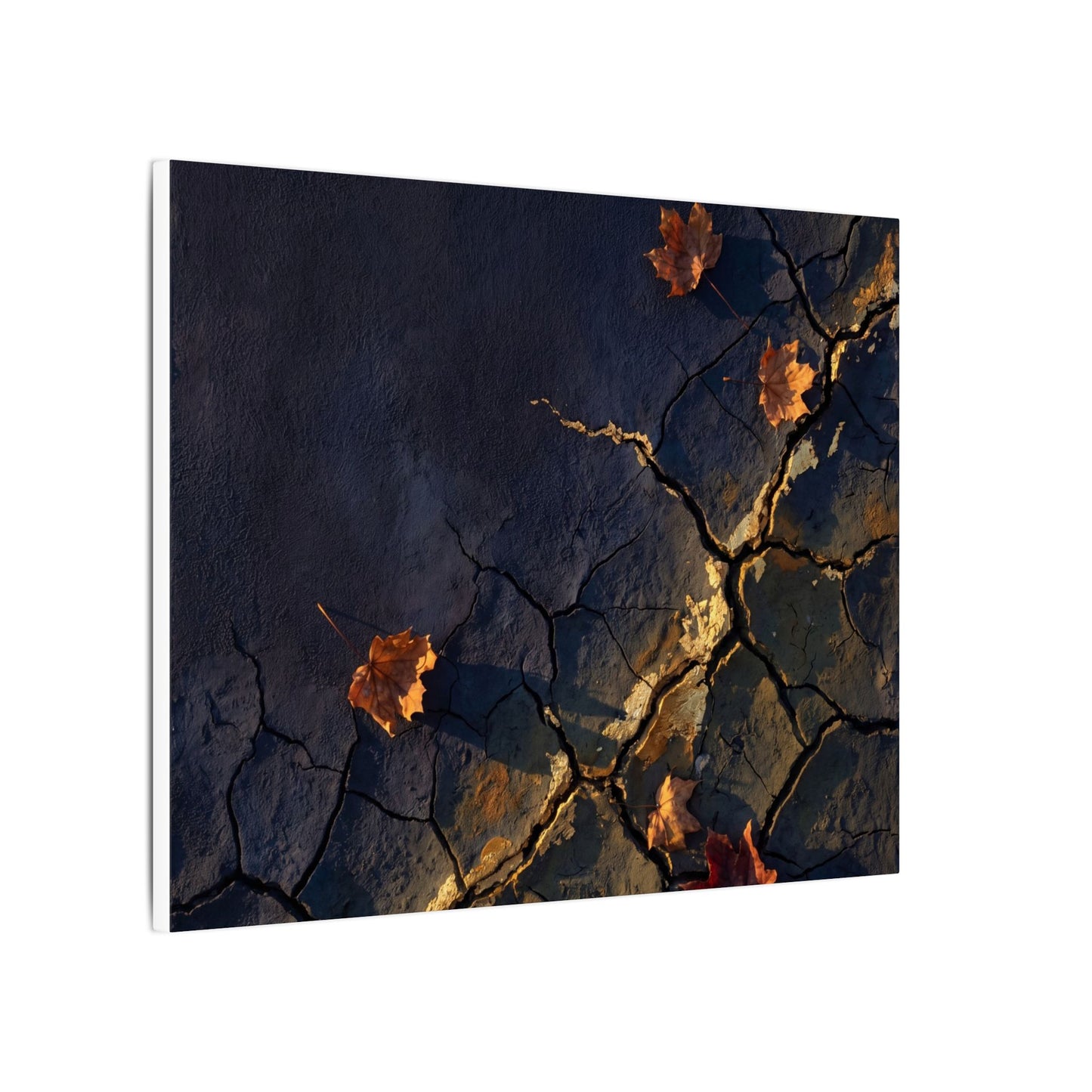 Cracked Earth Canvas Art | Autumn Dark Japandi Dark Texture Art