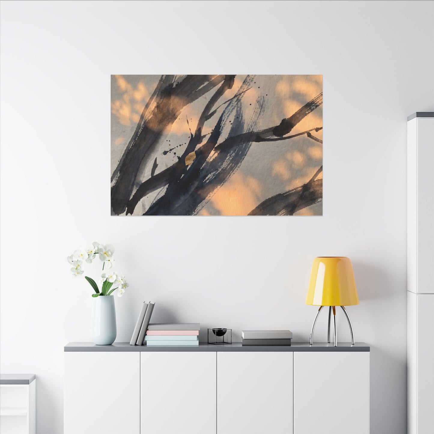 Datsuzoku Ink Brushstroke Canvas Art - Dark Japandi Shadow Zen