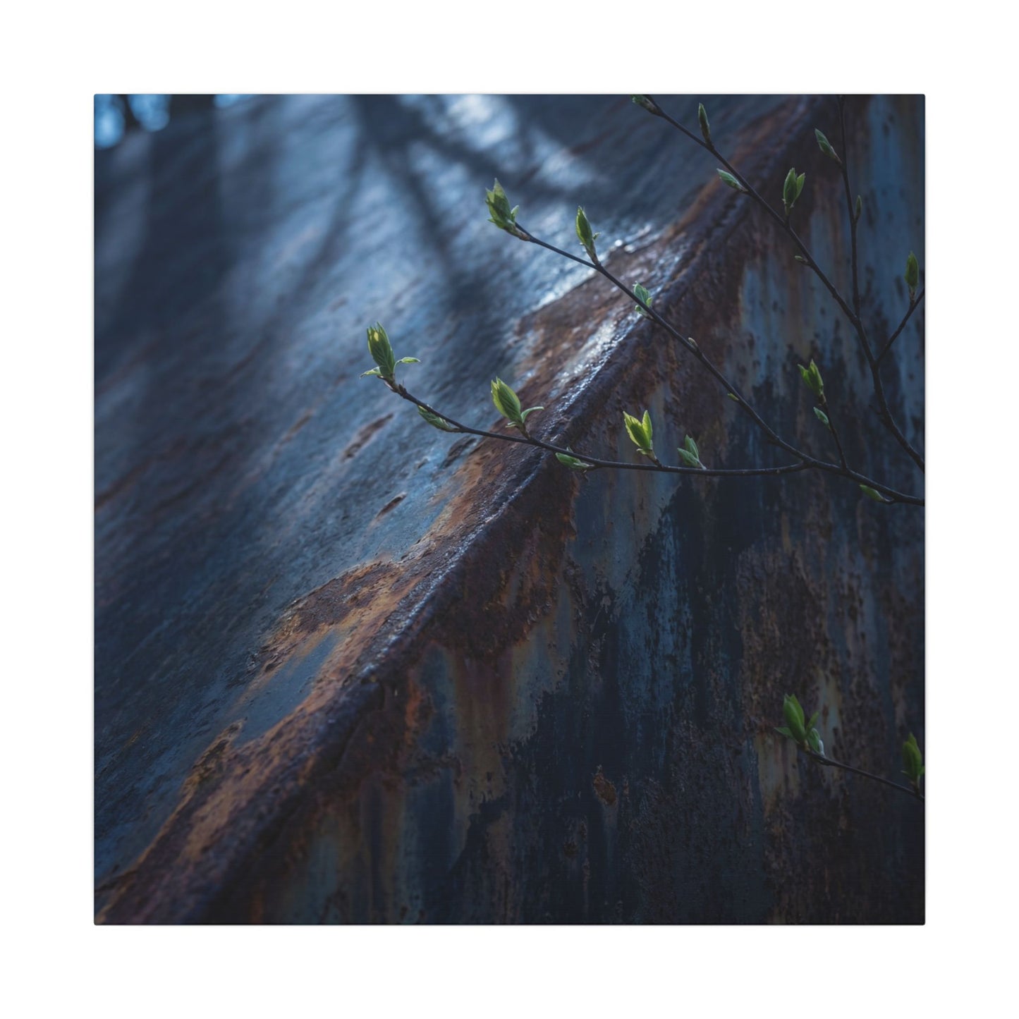 Rust Patina Canvas Art | Spring Dark Japandi Shadow Zen Art