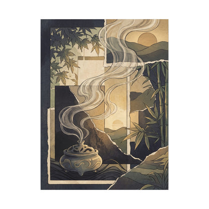 Tranquil Incense Smoke Canvas Art - Ukiyo E Inspired Zen