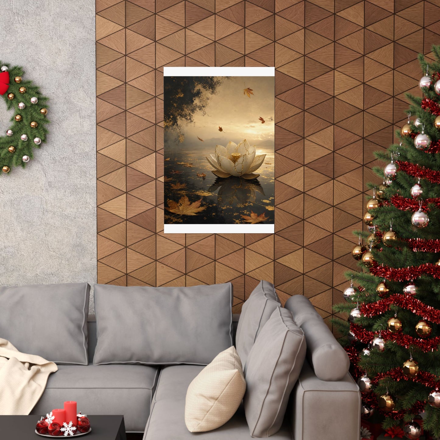Resilient Lotus Flower Wall Art Print - Gold Vein Kintsugi